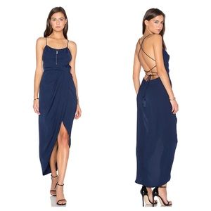Shona Joy Lace Up Cowl Maxi Dress Navy 2 - NWOT